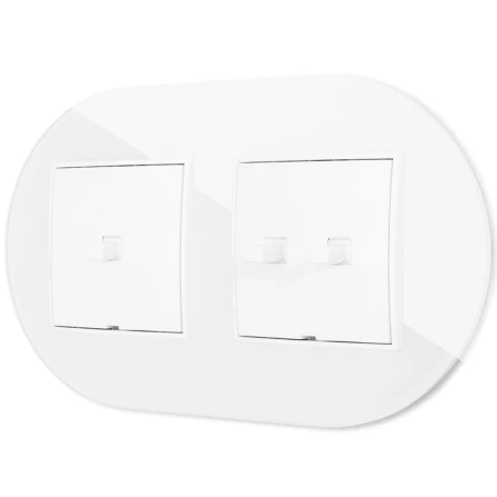Włącznik pojedynczy i podwójny w stylu USA ramka okrągła efekt szkła seria ICON kolor biały
