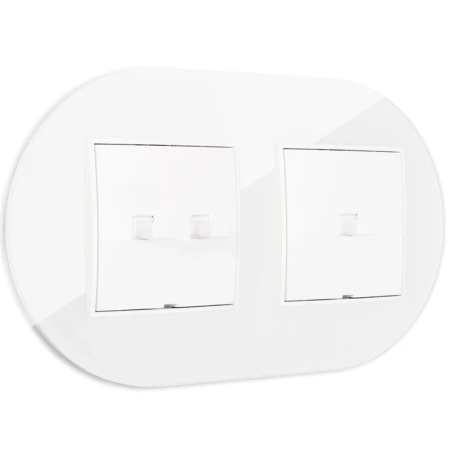 Włącznik pojedynczy i podwójny w stylu USA ramka okrągła efekt szkła seria ICON kolor biały