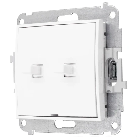 Dwa włączniki podwójne w stylu USA ramka okrągła efekt szkła seria ICON kolor biały