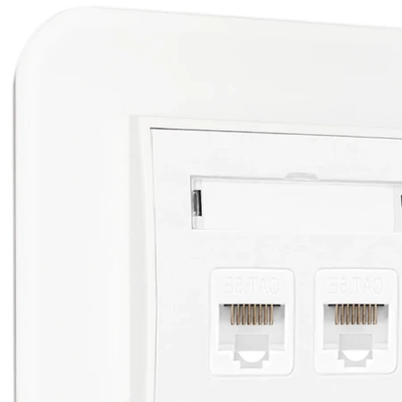Gniazdo internetowe rj45 2x z ramką zaokrągloną efekt szkła seria ICON kolor biały