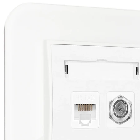 Gniazdo rj45/antenowe z ramką zaokrągloną efekt szkła seria ICON kolor biały