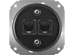 Gniazdo LAN 2xRJ45 kat.5e 'Retro ceramic' bez ramki, czarne