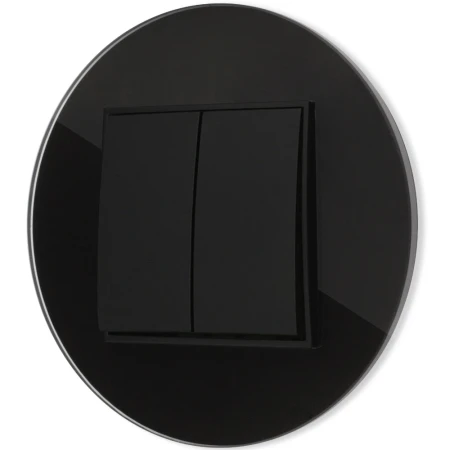 Włącznik podwójny z ramką okrągłą efekt szkła seria ICON kolor czarny