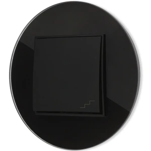 Włącznik schodowy z ramką okrągłą efekt szkła seria ICON kolor czarny