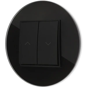 Włącznik roletowy zwierny z ramką okrągłą efekt szkła seria ICON kolor czarny