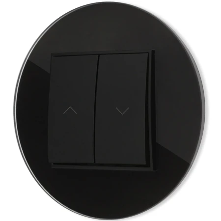 Włącznik roletowy zwierny z ramką okrągłą efekt szkła seria ICON kolor czarny