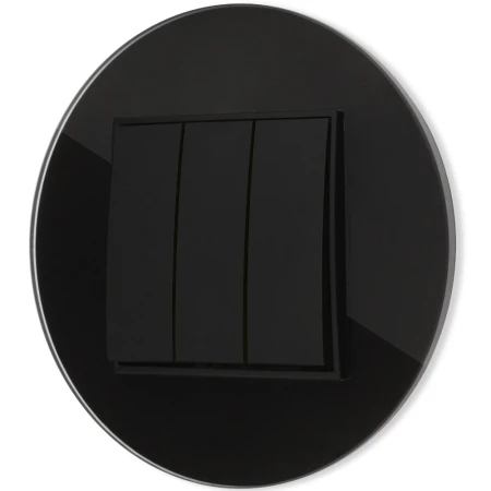 Włącznik potrójny z ramką okrągłą efekt szkła seria ICON kolor czarny