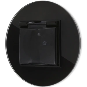 Gniazdo hermetyczne z ramką okrągłą efekt szkła seria ICON kolor czarny