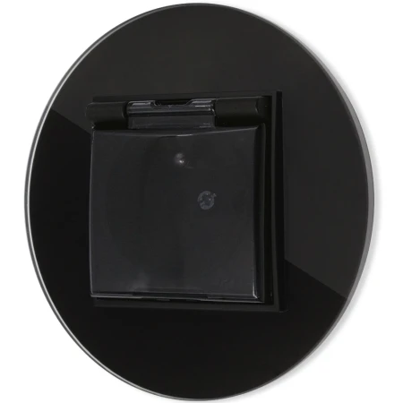 Gniazdo hermetyczne z ramką okrągłą efekt szkła seria ICON kolor czarny