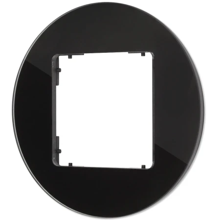 Gniazdo hermetyczne z ramką okrągłą efekt szkła seria ICON kolor czarny