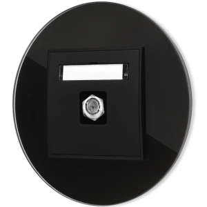 Gniazdo antenowe 1x z ramką okrągłą efekt szkła seria ICON kolor czarny