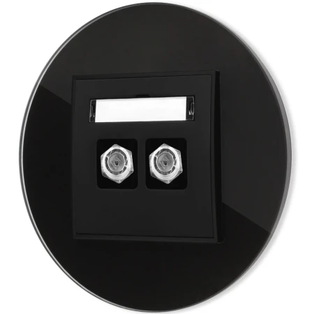 Gniazdo antenowe 2x z ramką okrągłą efekt szkła seria ICON kolor czarny