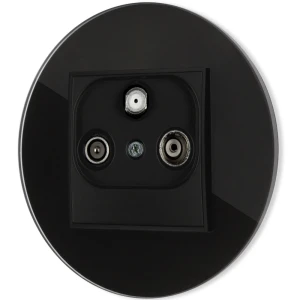 Gniazdo rtv-sat z ramką okrągłą efekt szkła seria ICON kolor czarny