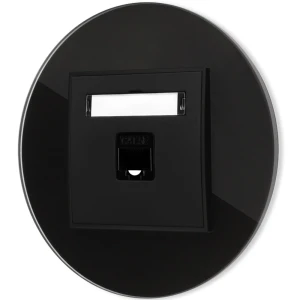 Gniazdo internetowe rj45 1x z ramką okrągłą efekt szkła seria ICON kolor czarny