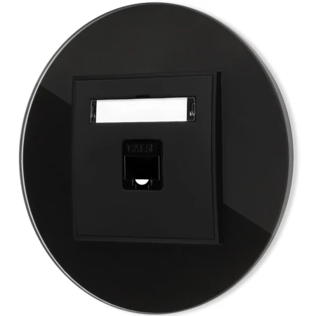 Gniazdo internetowe rj45 1x z ramką okrągłą efekt szkła seria ICON kolor czarny