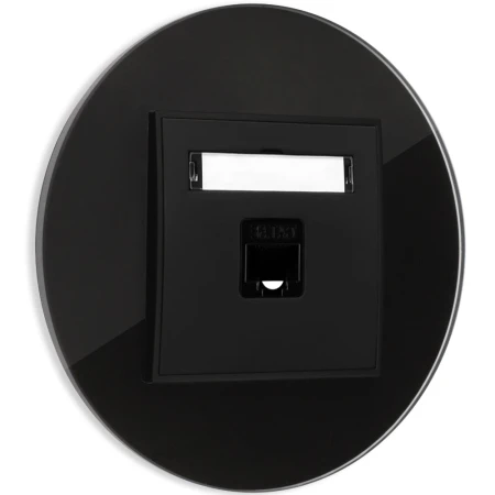 Gniazdo internetowe rj45 1x z ramką okrągłą efekt szkła seria ICON kolor czarny