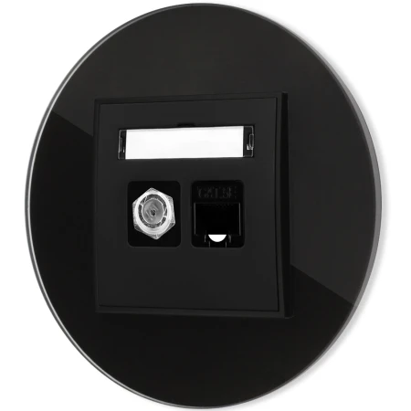 Gniazdo rj45/antenowe z ramką okrągłą efekt szkła seria ICON kolor czarny