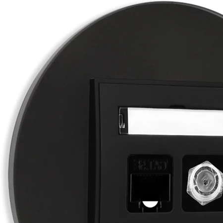 Gniazdo rj45/antenowe z ramką okrągłą efekt szkła seria ICON kolor czarny