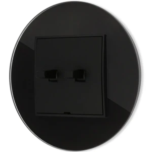Włącznik podwójny w stylu USA ramka okrągła efekt szkła seria ICON kolor czarny