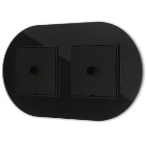 Dwa włączniki pojedyncze w stylu USA ramka okrągła efekt szkła seria ICON kolor czarny