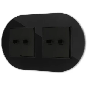 Dwa włączniki podwójne w stylu USA ramka okrągła efekt szkła seria ICON kolor czarny