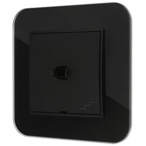 Włącznik schodowy w stylu USA ramka zaokrąglona efekt szkła seria ICON kolor czarny