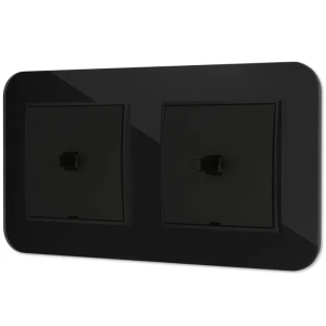 Dwa włączniki pojedyncze w stylu USA ramka zaokrąglona efekt szkła seria ICON kolor czarny