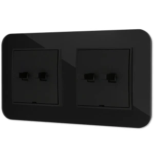 Dwa włączniki podwójne w stylu USA ramka zaokrąglona efekt szkła seria ICON kolor czarny