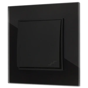 Włącznik schodowy z ramką kwadratową efekt szkła seria ICON kolor czarny