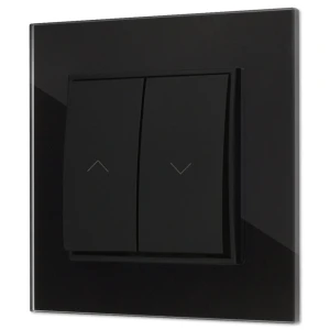 Włącznik roletowy zwierny z ramką kwadratową efekt szkła seria ICON kolor czarny