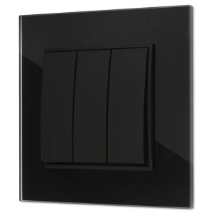 Włącznik potrójny z ramką kwadratową efekt szkła seria ICON kolor czarny