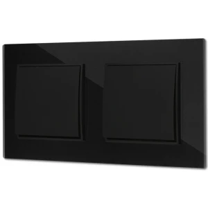 Dwa włączniki pojedyncze z ramką kwadratową efekt szkła seria ICON kolor czarny