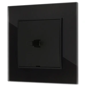 Włącznik pojedynczy w stylu USA ramka kwadratowa efekt szkła seria ICON kolor czarny