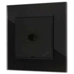 Włącznik schodowy w stylu USA ramka kwadratowa efekt szkła seria ICON kolor czarny