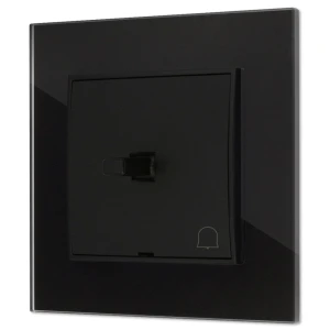 Włącznik dzwonkowy w stylu USA ramka kwadratowa efekt szkła seria ICON kolor czarny