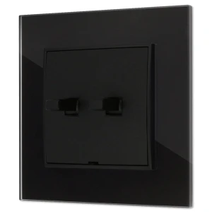 Włącznik roletowy w stylu USA ramka kwadratowa efekt szkła seria ICON kolor czarny