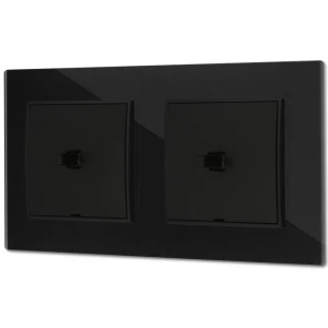 Dwa włączniki pojedyncze w stylu USA ramka kwadratowa efekt szkła seria ICON kolor czarny