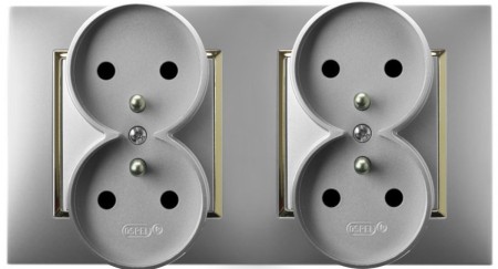 Gniazdo Poczwórne Pokojowe Ścienne Ospel Aria Srebrny Złoto