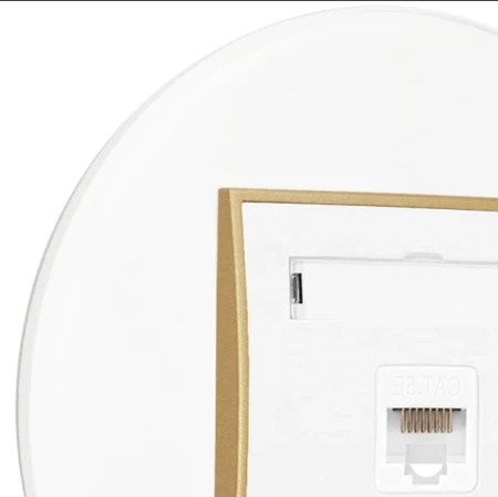 Gniazdo internetowe rj45 1x z ramką okrągłą efekt szkła seria ICON kolor biały/złoty