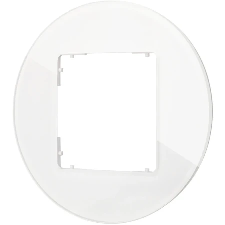 Gniazdo rj45/antenowe z ramką okrągłą efekt szkła seria ICON kolor biały/złoty