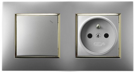 Gniazdo Z Włącznikiem Schodowym Srebrny Złoto Ospel Aria