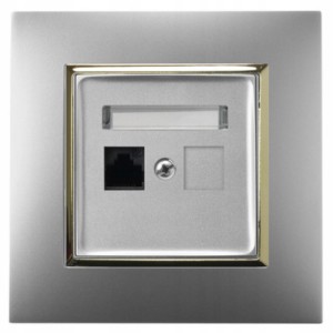 Gniazdo Internetowe Rj45 1X Ospel Aria Srebrny Złoto