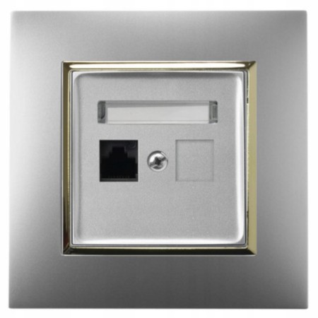 Gniazdo Internetowe Rj45 1X Ospel Aria Srebrny Złoto