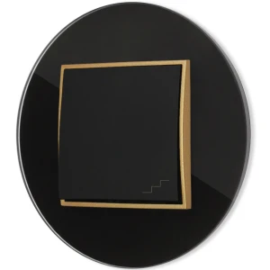Włącznik schodowy z ramką okrągłą efekt szkła seria ICON kolor czarny/złoty