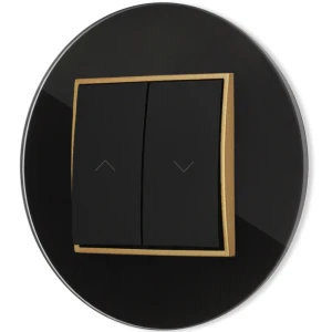 Włącznik roletowy z blokadą z ramką okrągłą efekt szkła seria ICON kolor czarny/złoty