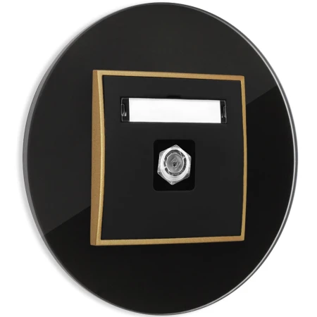 Gniazdo antenowe 1x z ramką okrągłą efekt szkła seria ICON kolor czarny/złoty