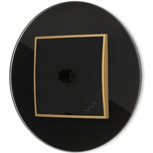Włącznik schodowy w stylu USA ramka okrągła efekt szkła seria ICON kolor czarny/złoty