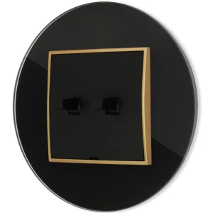 Włącznik roletowy w stylu USA ramka okrągła efekt szkła seria ICON kolor czarny/złoty