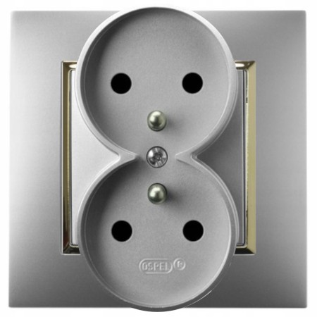 Gniazdo Podwójne Gniazdko Ospel Aria Srebrny Złoto