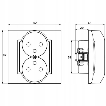 Gniazdo Podwójne Gniazdko Ospel Aria Srebrny Złoto